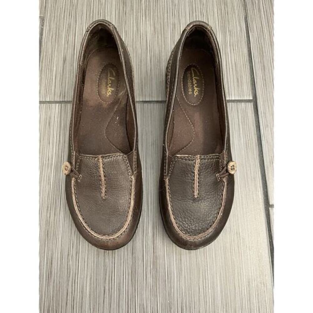 Clarks Ashland Bendable Loafers Womens Size 7M Brown Textured Leather Moccasins